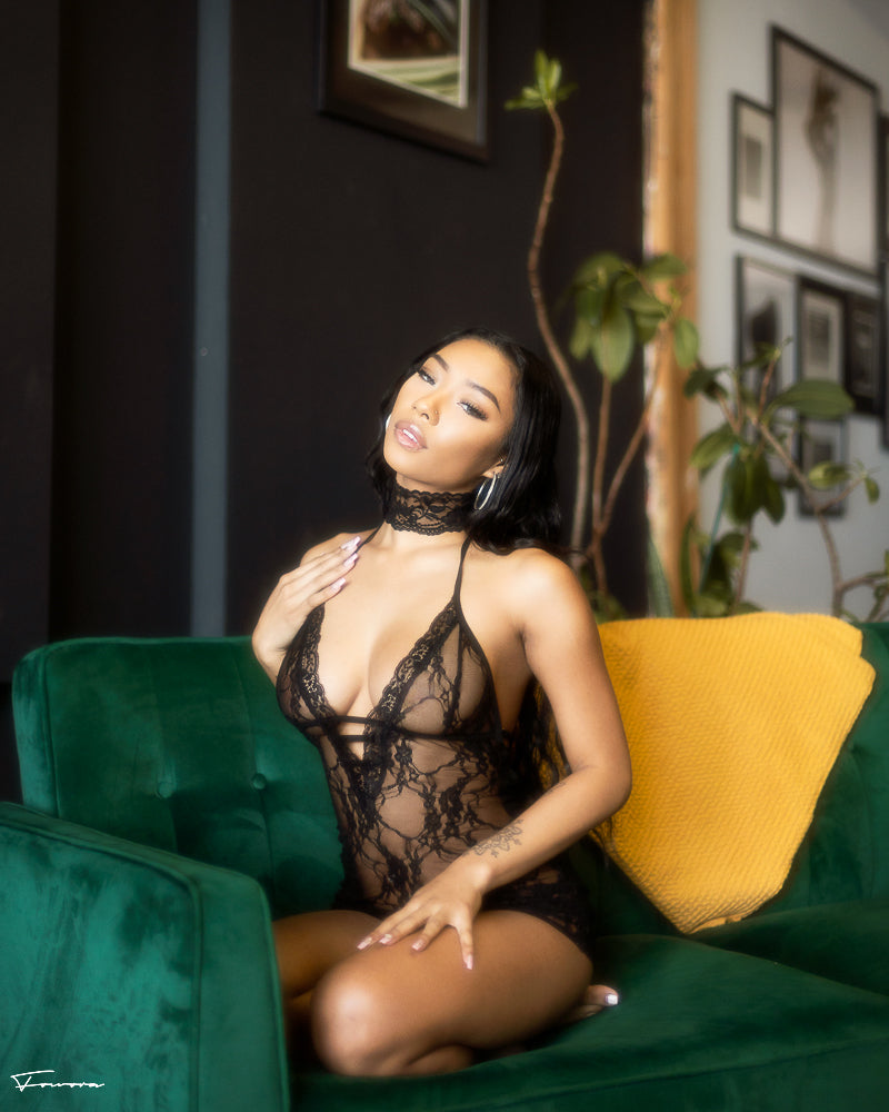 The Ọládiméjì Lace Open Back Lingerie Set